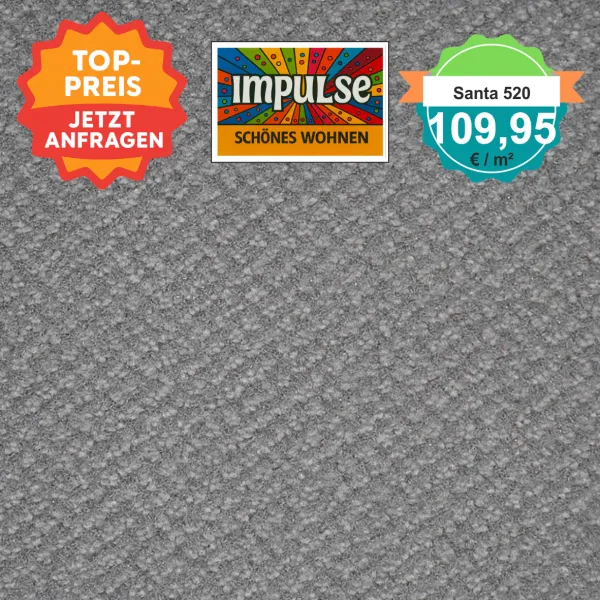 Girloon Santa 520 – Feinst-Velours Teppichboden in 2 m Breite mit samtiger Oberfläche